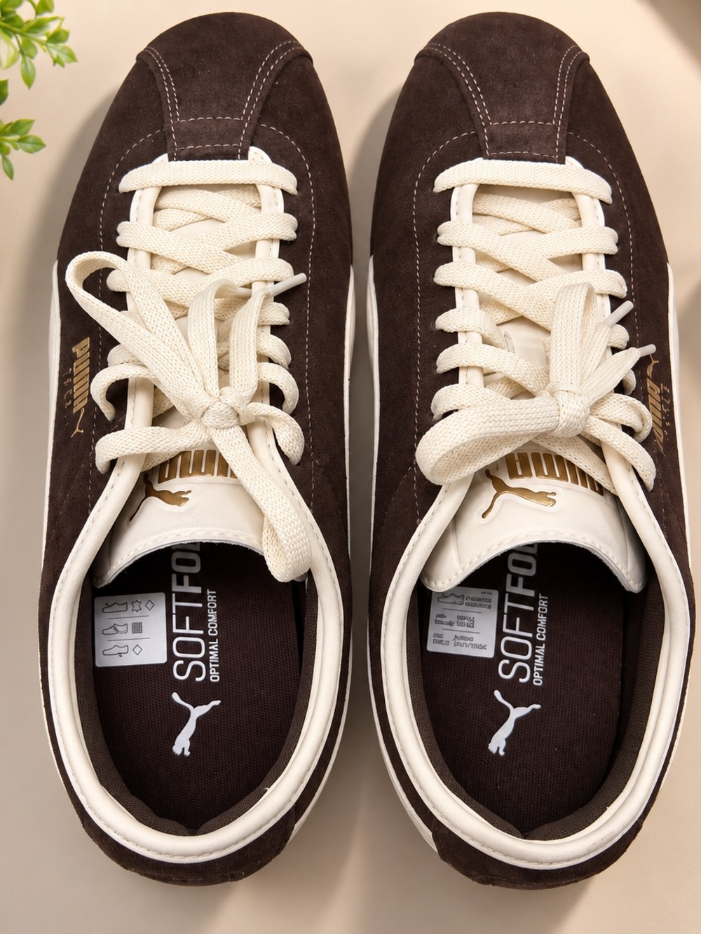 Puma Men's Brown & Cream Suede Sneakers